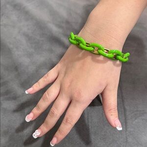 NWT J. Crew Green/Gold Chain Bracelet